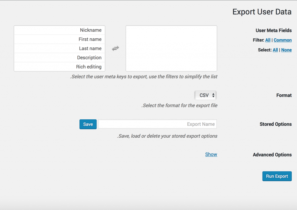 export user data-تهیه خروجی از اطلاعات در وردپرس