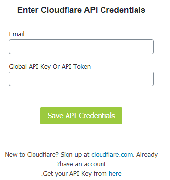 وارد کردن ایمیل و API اکانت کلودفلر