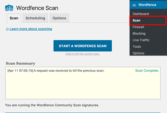 wordfence scan- کدهای مخرب وردپرس