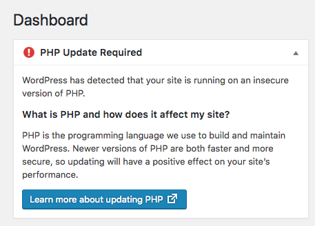 server happy- قدیمی بودن نسخه PHP هاست
