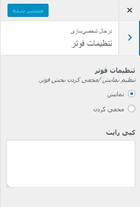 footer setting- قالب وردپرس Bizstart