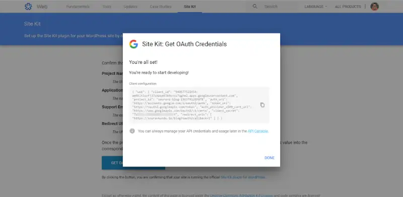 OAuth Credentials Get- فعال کردن ابزارهای تحلیلی گوگل در وردپرس