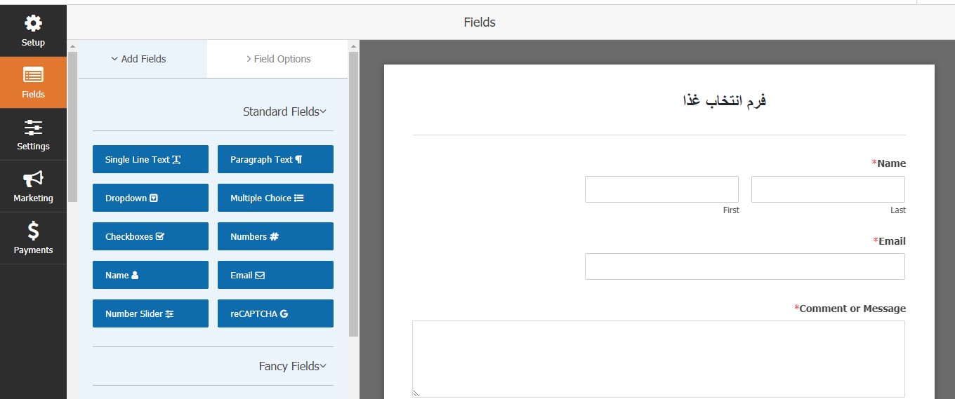 create form-گزینه‌های تصویری در فرم وردپرس