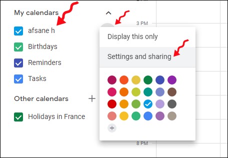 Settings and sharing in gmail