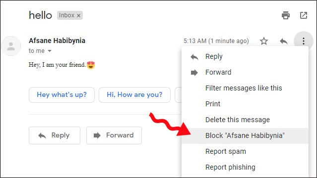 block Message in Gmail-بهترین ویژگی‌ های جیمیل