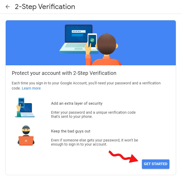 get started 2step in gmail