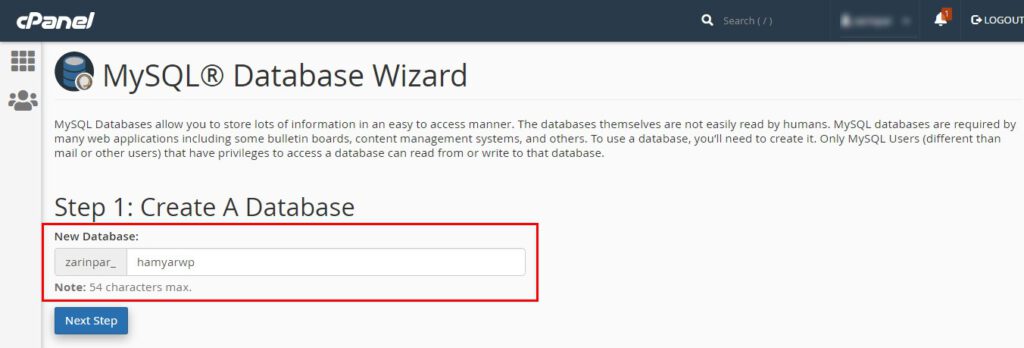 create database in cpanel