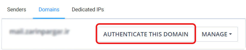 گزینه Authenticate this domain در Sendinblue