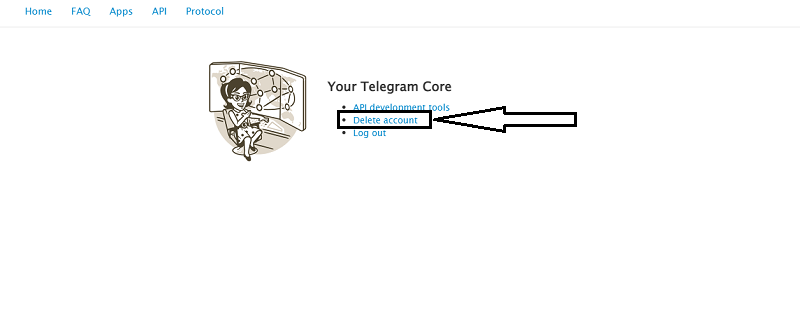 انتخاب گزینه دیلیت اکانت تلگرام در صفحه مدیریت تلگرام
