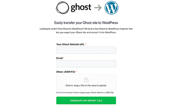 مرحله سوم: فایل‌های مربوط به Ghost را به فرمت وردپرس تبدیل کنید