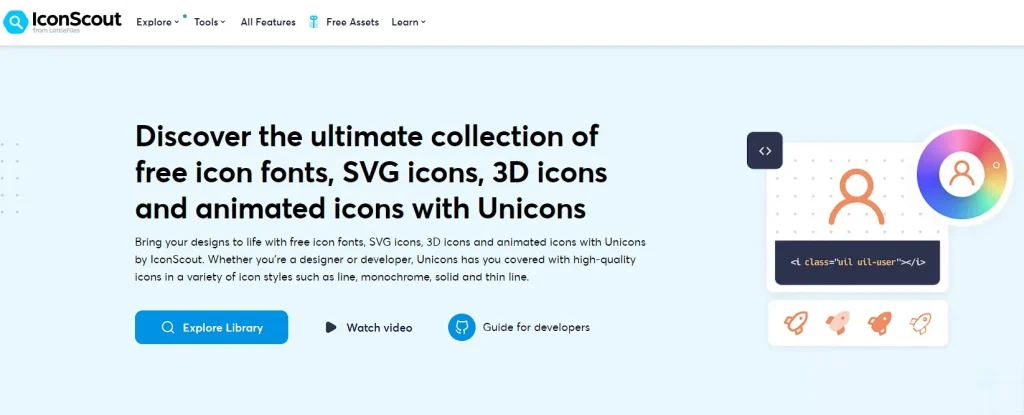 صفحه اصلی وبسایت iconscout برای دانلود icon