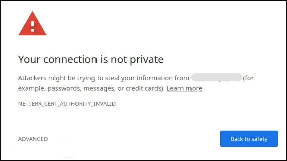 خطای your connection is not private