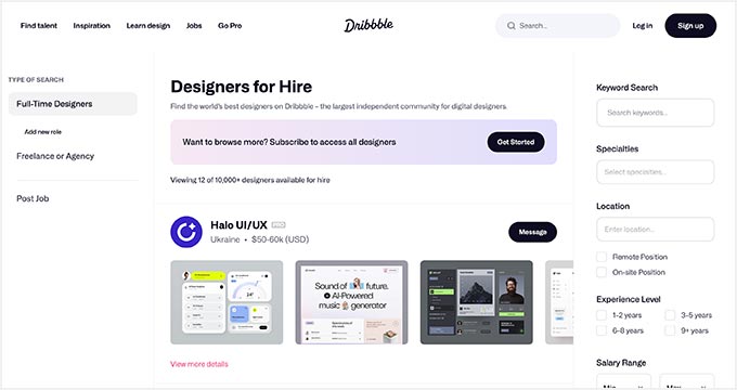 وبسایت ساخت لوگو Dribble