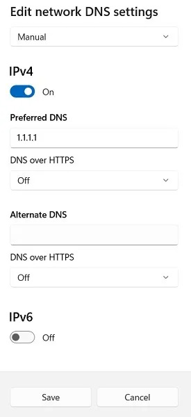 تنظیمات مربوط به DNS