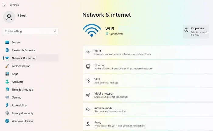 تنظیمات شبکه در ویندوز ۱۱