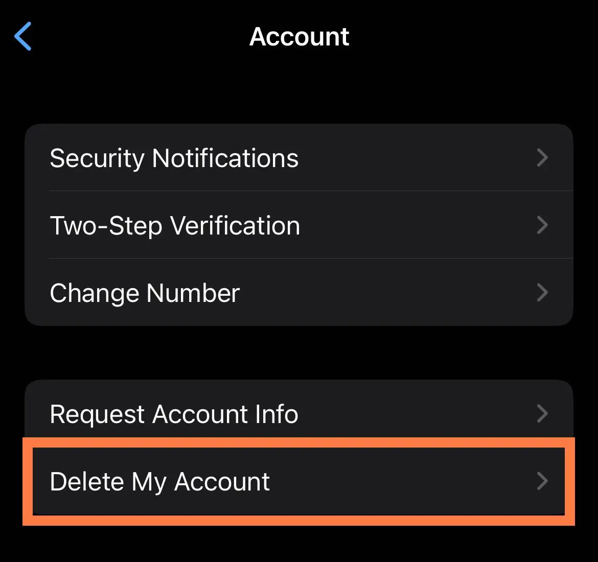 حذف اکانت whatsapp در ios