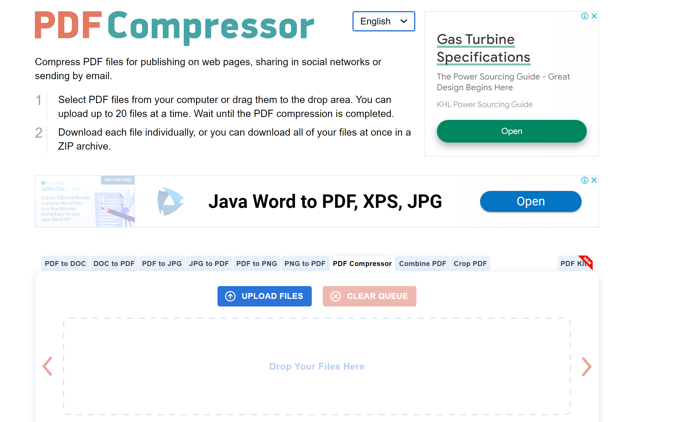 وب‌سایت PDF Compressor