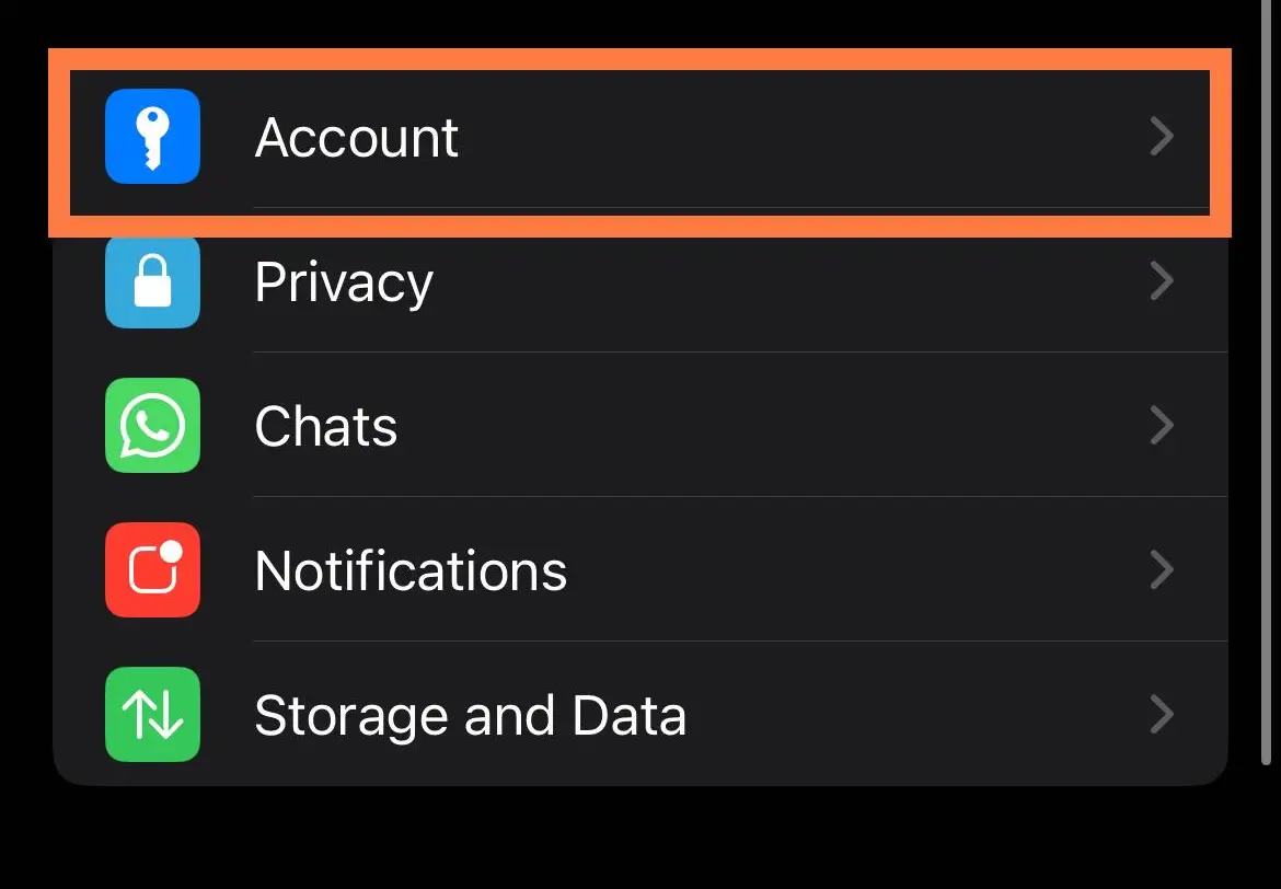 بخش اکانت واتساپ