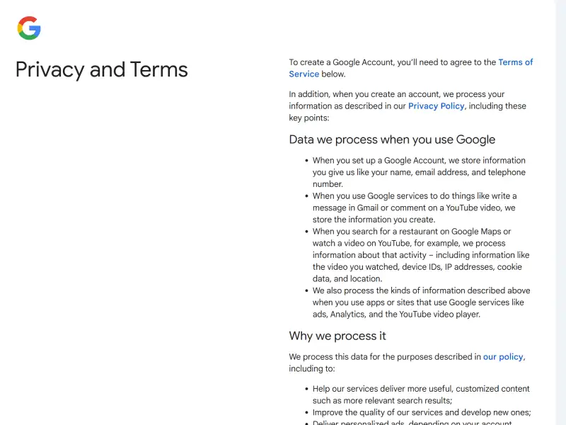 تایید قوانین برای ساخت جی میل