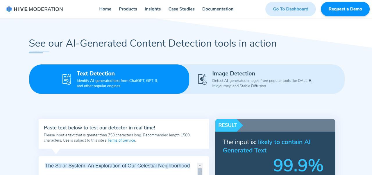 ابزار Hive Moderation Text Detection