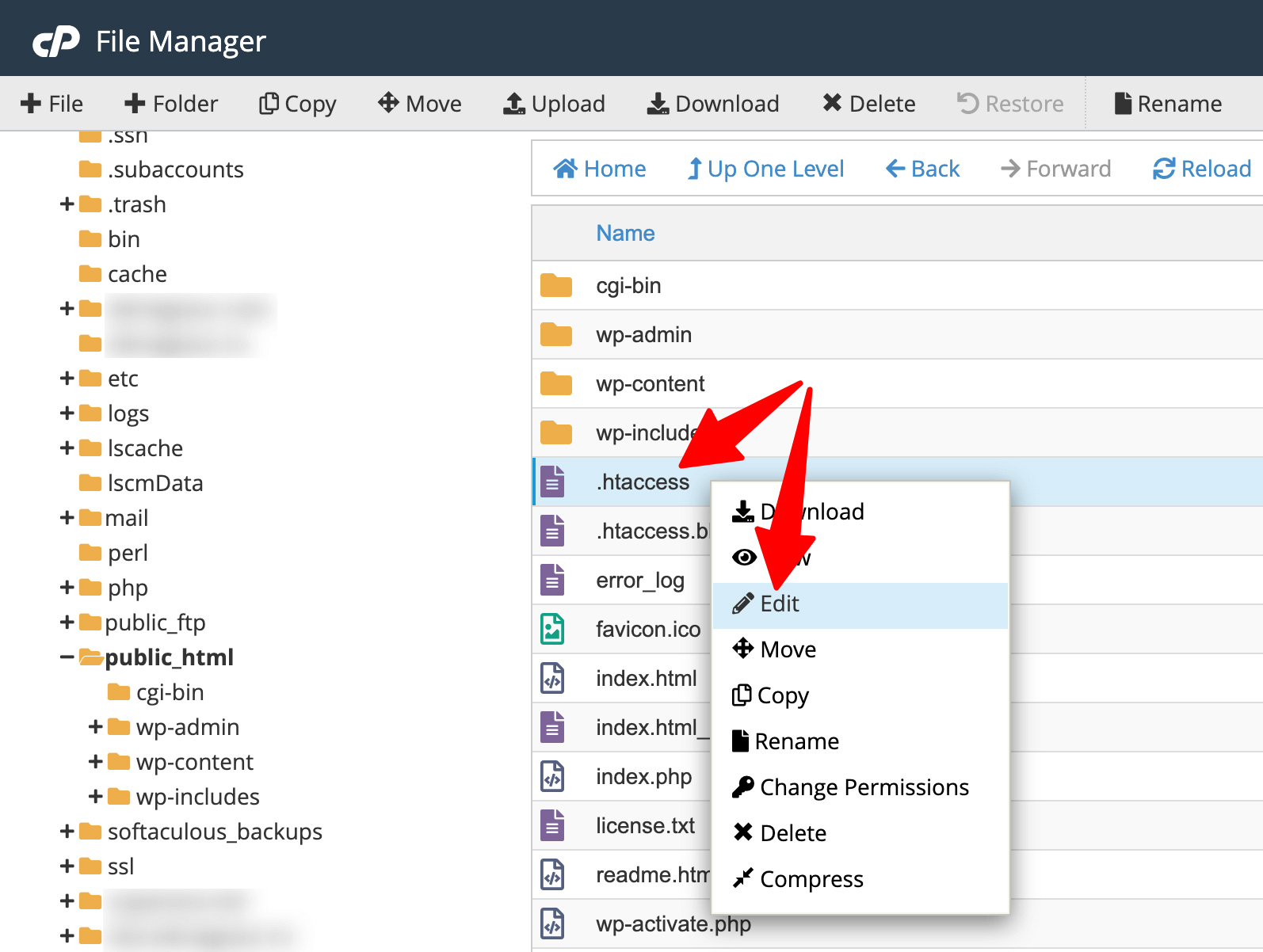 ویرایش htaccess