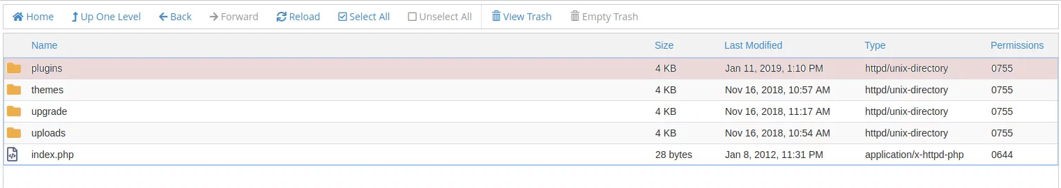 مشاهده پوشه پلاگین ها 