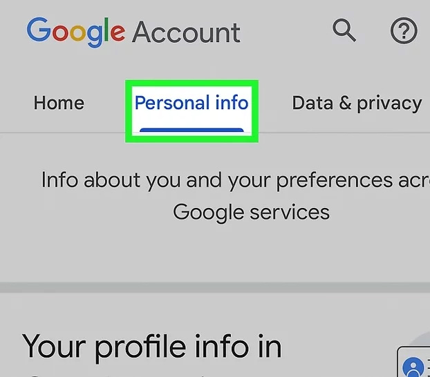 بخش اطلاعات شخصی