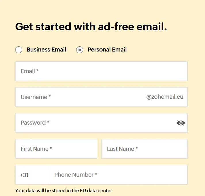 ساخت ایمیل شخصی در زوهو