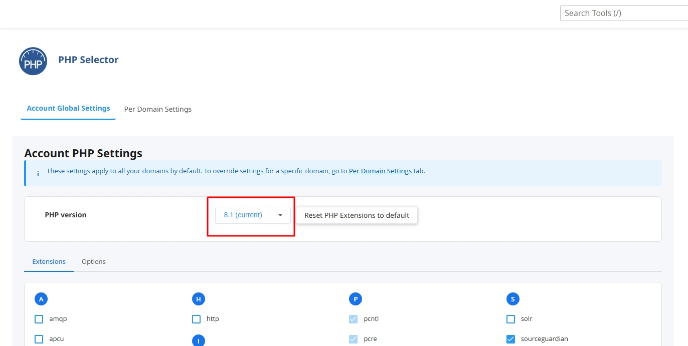 تغییر نسخه PHP در cPanel