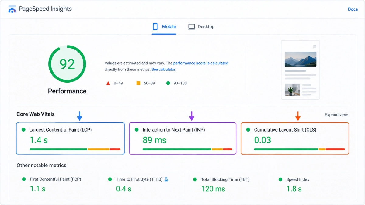 تست سرعت قالب وردپرس با PageSpeed Insights