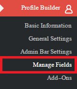 manage fields-پروفایل کاربران در وردپرس