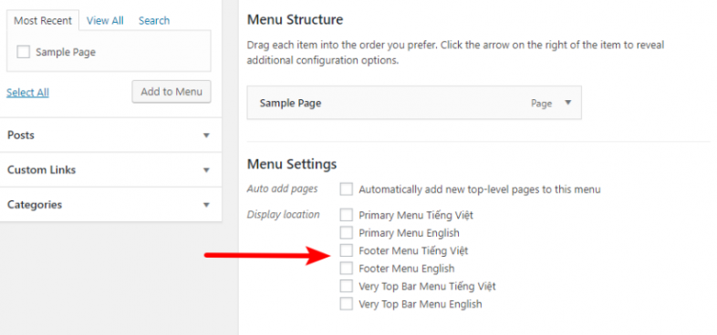 menu settings-وبسایت‌های چندزبانه در وردپرس